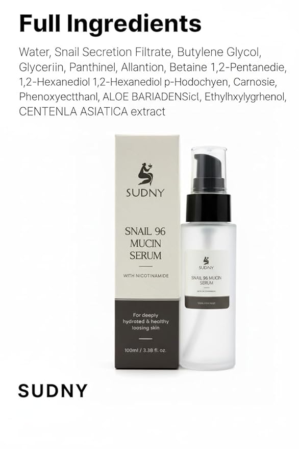 Snail Mucin 96% Repairing Essence with Niacinamide, Aloe Vera & Glycerin - Snail Mucin Serum to Hydrate & Repair Dull Skin & Fine Lines- Gentle Skincare Serums with Snail Serum for Everyday Care