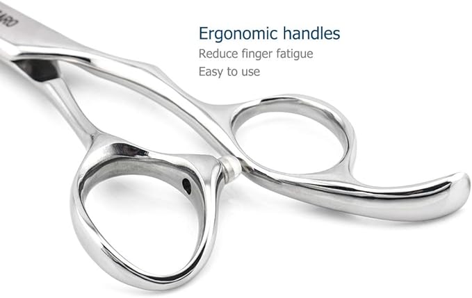 5.5" Hair Thinning Scissors Barber Scissors Professional Sharp Hairdresser Hair Thinning Shears 28 Teeth 440C Silvery Convex Edge Blade Blind Hole KINSARO for Hairdresser Barber or Home Use