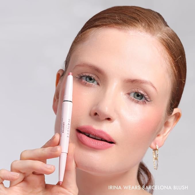 Wander Beauty Lipsetter Dual Cream Lipstick + Lip Liner - Barcelona Blush - Ultra-Smooth, Hydrating Lipstick and Lip Liner with a Soft Matte Finish - Made with Squalane & Peptides (1 Count)