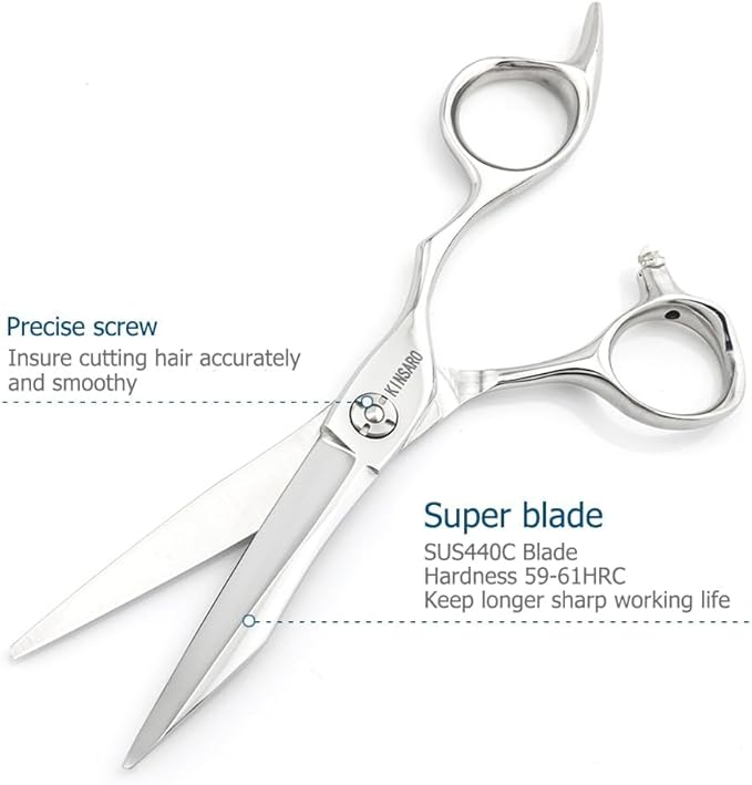 Hair Cutting Scissors Sharp to Cut Hair Cutting Shears Professional Haircut 6 Inch 440c for hairdresser or home use KINSARO for Hairdresser Barber or Home Use