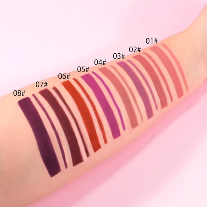 Gel Lip Liner Pencil for Women, Nude Peach Matte Long Lasting Lip Liner Lipstick 24 Hour, High Pigmented Lips Makeup Retractable Liners Waterproof Smudge Proof, Vegan & Cruelty-Free 02
