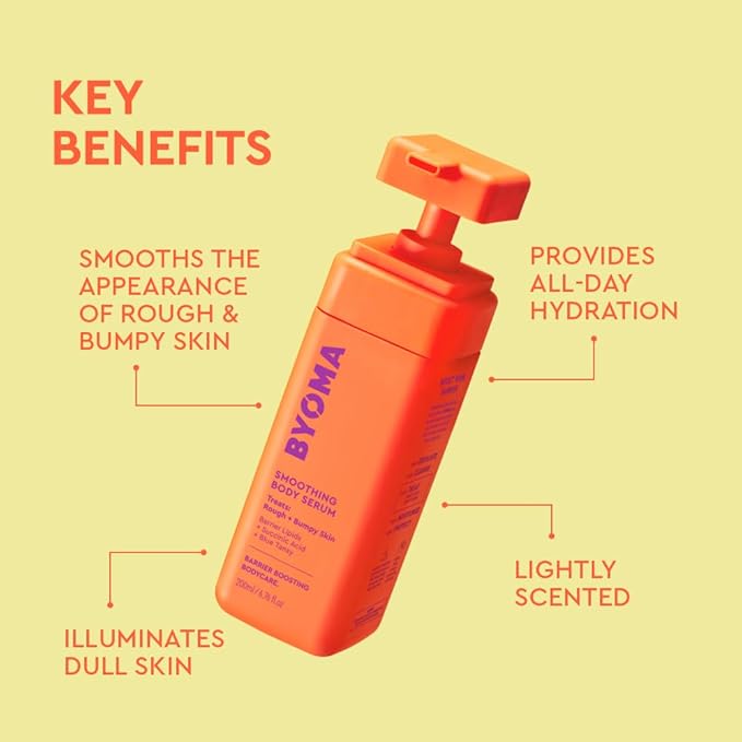 BYOMA Smoothing Body Serum - For Breakouts & Textured Skin - Lightweight Body Serum with Succinic Acid & Blue Tansy - Restores Skin Barrier & Soothes Inflammation - 6.76 fl oz