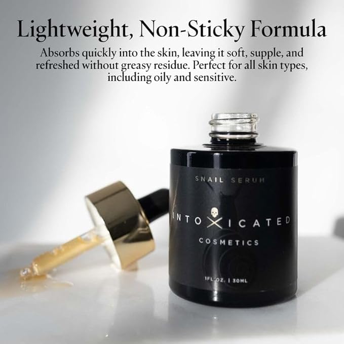Intoxicated Cosmetics Snail Serum - Luxurious Anti-Aging Skin Care with XEP-018 and Hyaluronic Acid for Extreme Lifting, Hydration and Regeneration