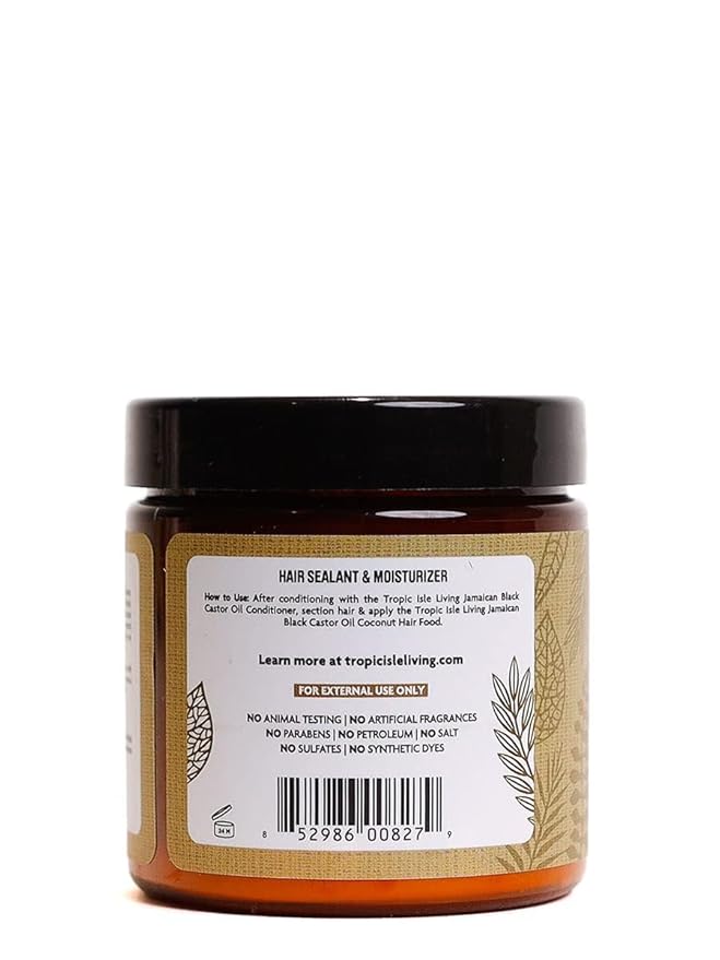 Jamaican Black Castor Oil Coconut Hair Food 4 oz | Seals, Softens, Defines & Promotes Hair Growth | Traditional Handmade Jamaican Black Castor Oil & Coconut |