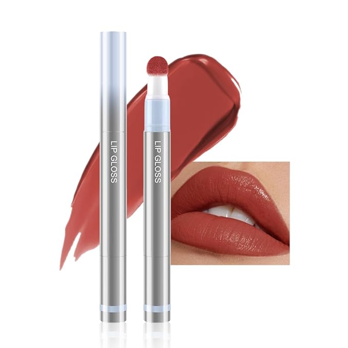 Cushion Lip Gloss Matte Lip Tint – Long-Lasting Lightweight Color, Soft Plush Applicator for Gradient Blurred Lips, Non-Sticky Velvet Finish Hydrating Lip Stain 06#–Mocha Brown