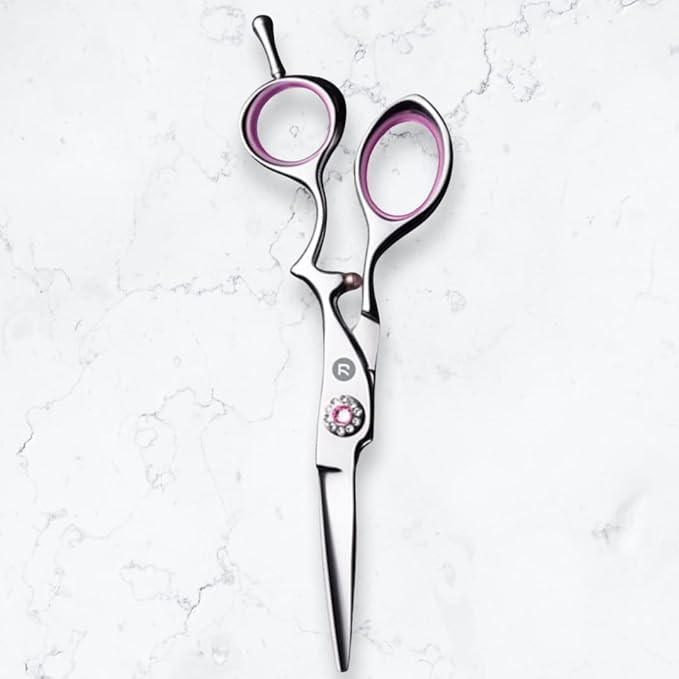 5.5" Jewel and Pink Hair Shears - Saki Tomika Professional Hair Shear - Ergonomic, Comfortable, and Stylish Design for Hairdressers and Salons