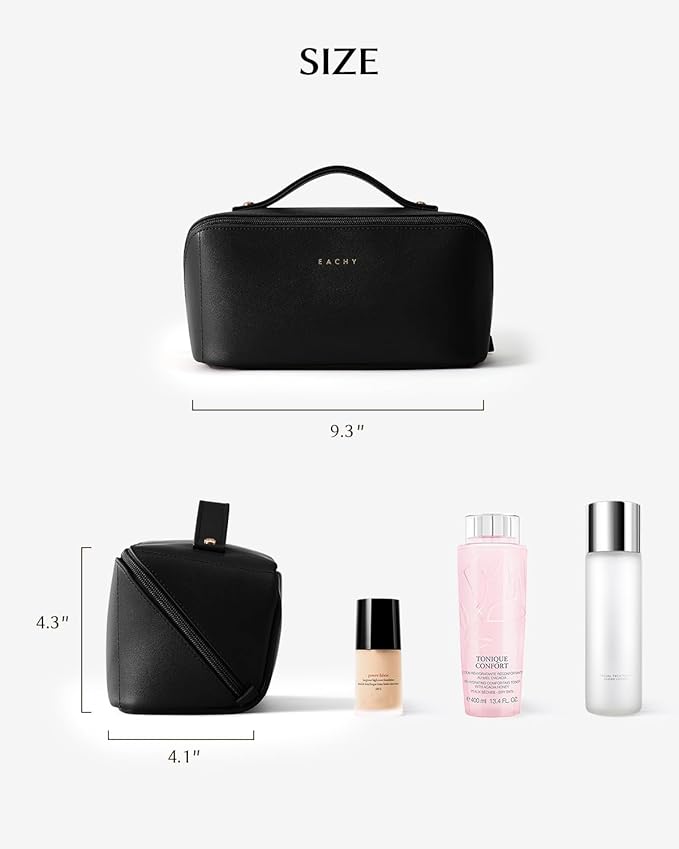 EACHY Travel Makeup Bag,Large Capacity Cosmetic Bags for Women,Waterproof Portable Pouch Open Flat Toiletry Bag Pattern Makeup Bag