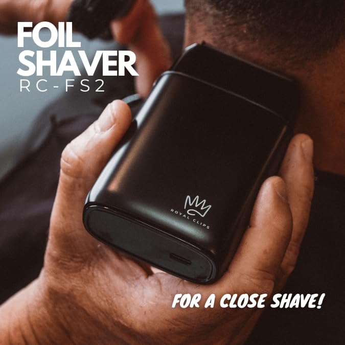 Royal Clips - Fade Kit 2.0 Foil Shaver- Professional Hair Shaver for Men- 3 Blade Design for Close Shave- Cordless & Rechargeable- Holiday Gift for Men, Fathers, Brothers & Barbers -LCD Screen (Black)