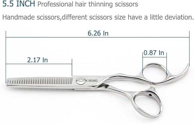 5.5" Barber Hair Thinning Scissors 440C Professional Thinning Shears Barber Shears 28 Teeth Convex Edge KINSARO for Hairdresser Barbershop or Home Use