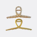 2 Pack Large Metal Hair Claw Clips with Pearls 4.3 Inch - Gold Hair Accessories for Women's Thick Hair Styling, Strong Hold, and Fashion