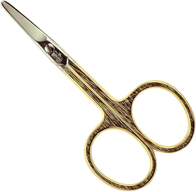 CS01 Safety Tip Baby Nail Scissors for Manicure and Pedicure, Hypoallergenic Gold Grooming Scissors for Toddler Nail Care, Made of Stainless Steel in Solingen, Germany