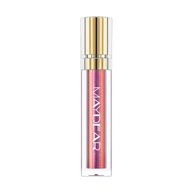 Maydear Chameleon Lipstick - High Pigmented Pink Lip Gloss, Multichrome Lipstick with Metallic Shine, Long Lasting Rainbow Lip Makeup - Gloden Fuchsia (06)