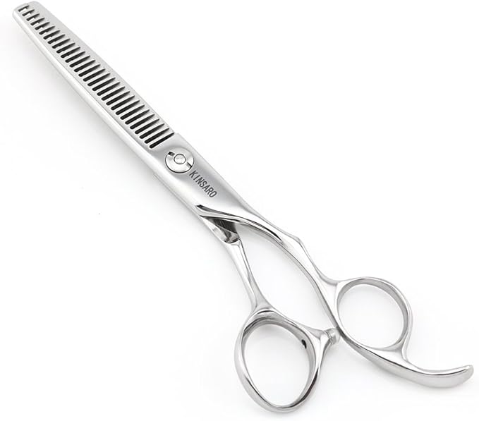 6" Barber Hair Scissors Hair Thinning Shears Professional Hair Thinning Scissors 30 Teeth 440C Silvery Convex Edge KINSARO for Hairdresser Barbershop or Home Use