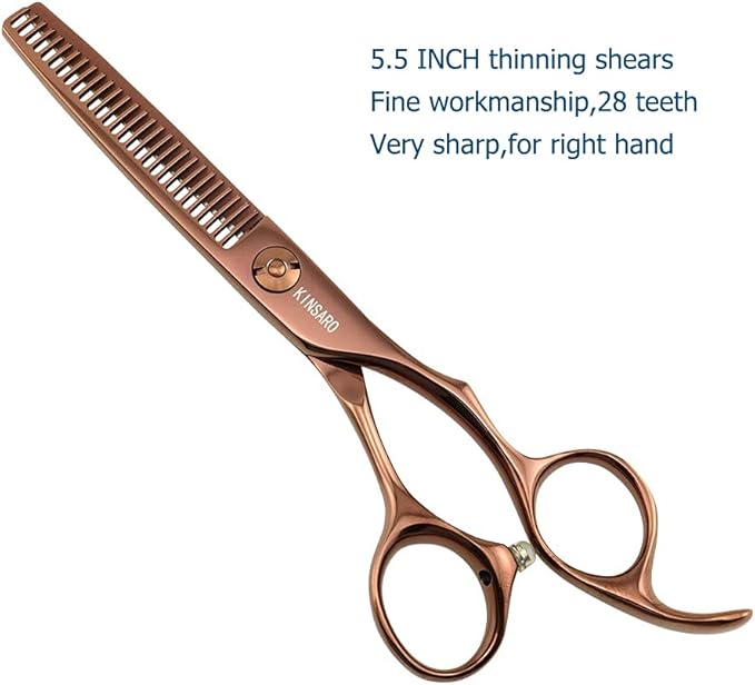 5.5 Inch Hair Thinning Scissors 440C Thinning Shears Professional Hair Shears Barber Scissors Convex Edge KINSARO for Hairdresser Barbershop or Home Use