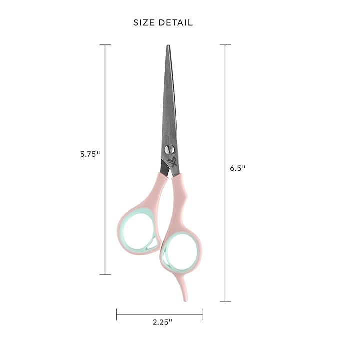 Cricket Style Xpress Goodie 2 Shears Hair Cutting Scissors - Sharp Micro-Serrated Beveled Blades, Stainless Steel Shears Hair Scissors - Wet & Dry Use, Barber Accessories - 5.75", Pink & Mint