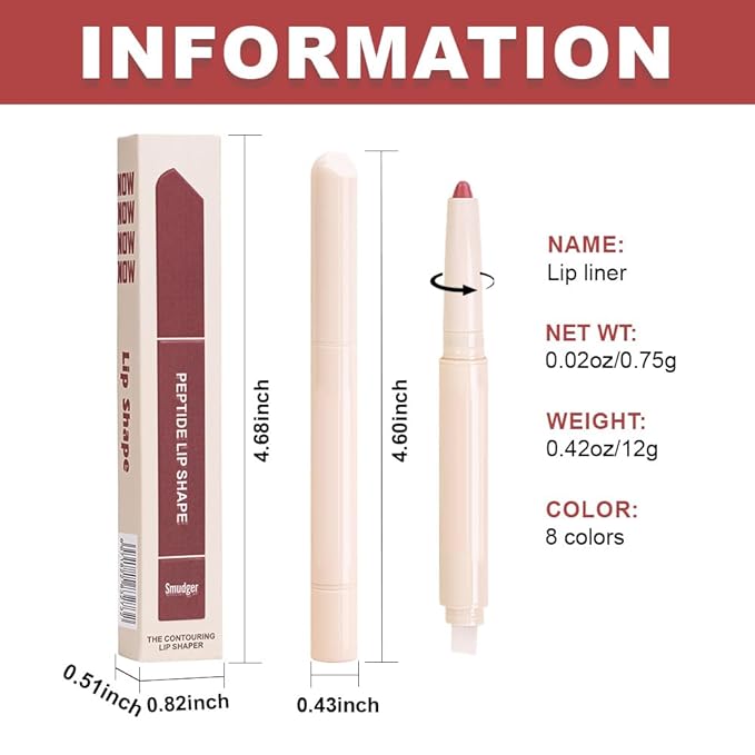 SUAKE Plump Matt Lipstick Lipliner Pencil Pack,Waterproof Crayon with Silicone Smudger for Define Contours & Sculpting Lip, Longwear Moisture Smooth Creamy Formula for Lip Makeup (02# Press)