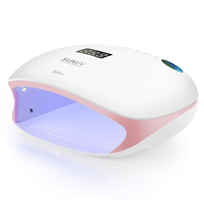 SUNUV LED UV Nail Light, UV Lamp for Gel Nails Polish with 4 Timer Settings, LCD Display Removable Base, SUN4S Pink
