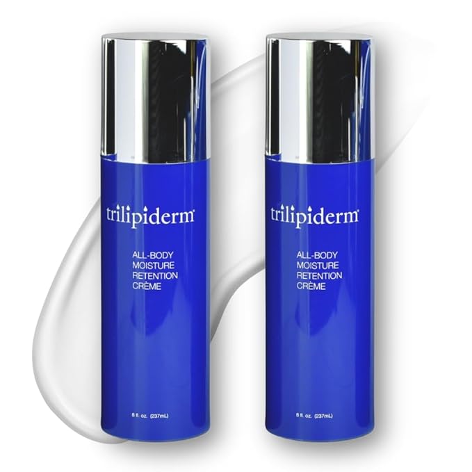 Trilipiderm All-Body Moisture Retention Crème – 2-PACK of 8 Ounce Airless Pump Bottles – Plant-Based All-Day Lightweight Hydration for Body and Face, Meadowfoam, Lipid Replacement