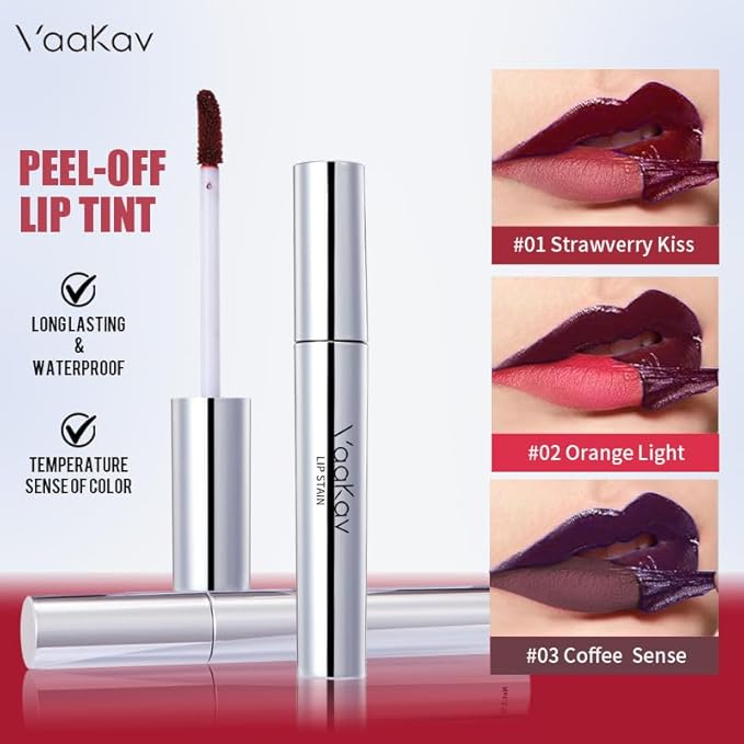 Peel Off Lip Tint Matte Long-Lasting Lip Liner Tattoo Waterproof Temperature Color Sense Lip Stain Smudge Proof Transfer Proof Highly Pigmented Gift for Girl(03 Coffee Sense)