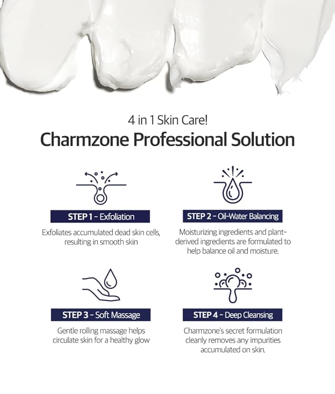 CHARMZONE Control Cream [NEW VERSION] – Korean Skincare Exfoliating Face & Body Massage Cream for Removing Sebum & Dead Skin Cells, Hydrating Self-Massage Moisturizer (150ml / 5.07 fl oz)