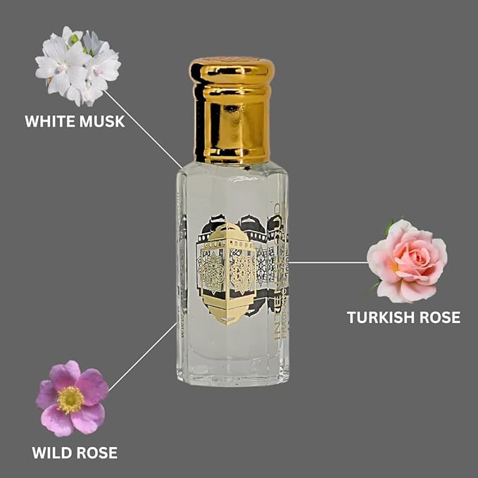 INTENSE OUD Musc Mutasalik Arabian Perfume Oil for Men & Women, Long Lasting Alcohol-Free Concentrated Fragrance,12ml (0.40 oz) in Black Gift Box, White Musk & Rose Notes.