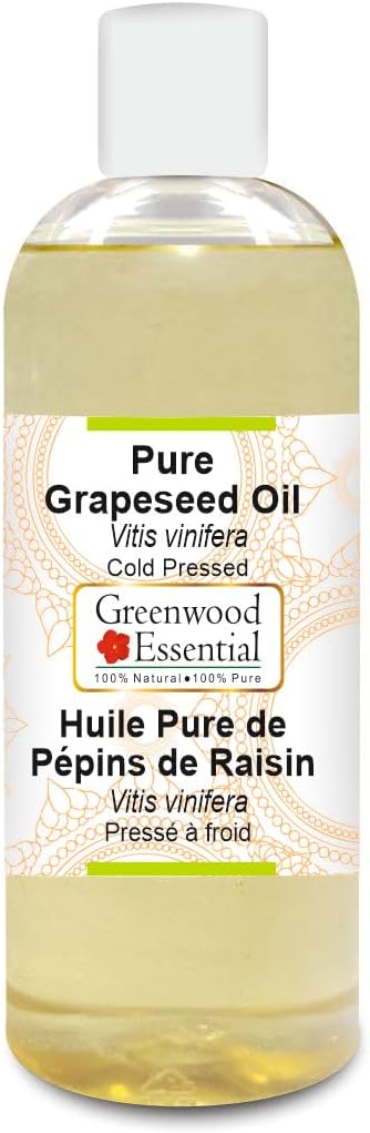 Greenwood Essential Pure Grapeseed Oil (Vitis vinifera) Cold Pressed 200ml (6.76 oz)