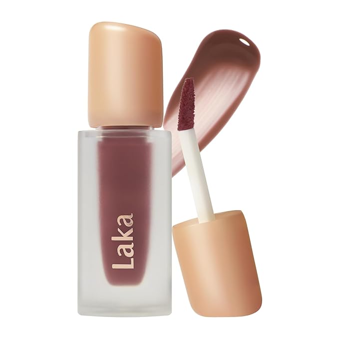Laka Fruity Glam Tint, Glowing Lip Stain with Wide Color Spectrum, Hydrating & Lightweight Texture, Long-Lasting Bold Stain, Non-Sticky, Vegan, K-Beauty (#121 Ash Nut, 4.5g/0.15oz)