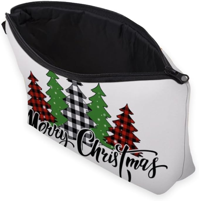 Small Makeup Bag Cosmetic Bag for Women, Pretty Design Organizer Case with Zipper Closure, Lightweight and Water-Resistant Make Up Bag - 8.65"x 5.35" x 7.08"（Merry Christmas）