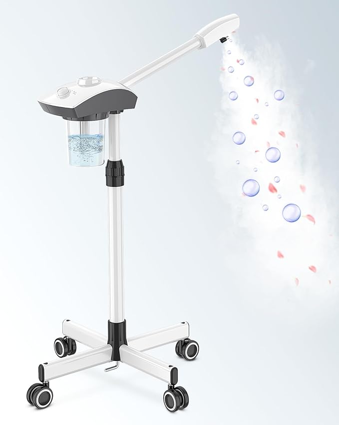 Kingsteam Professional Ozone Nano-Ionic Facial Steamer | Deep Cleansing Hydrating | Salon Home Spa Face Steamer | Pore Cleanser | 60-Min Timer | 360° Swivel | Esthetician Favorite Tool,White
