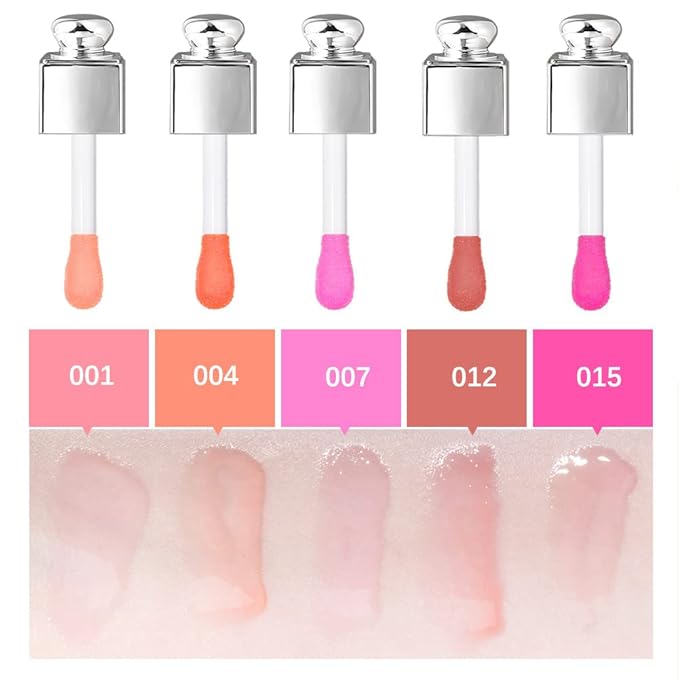 2PCS Hydrating Lip Glow Oil, Lip Oil Gloss Transparent Toot Tinted Nourishing Long Lasting Repairing Lightening Lip Lines (RASPBERRY) 0.2 OZ