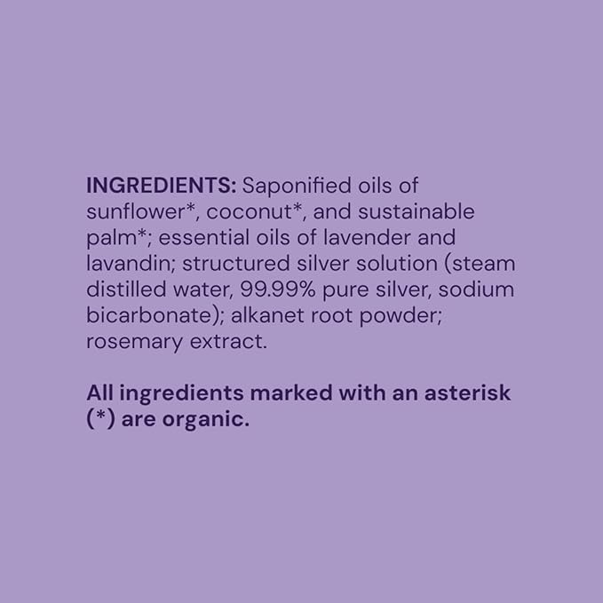 Ameo Life Organic Lavender Silver Soap with 30 ppm Silver - Naturally Cleanses the Skin, 4 oz Colloidal Silver Soap Bar for Women and Men