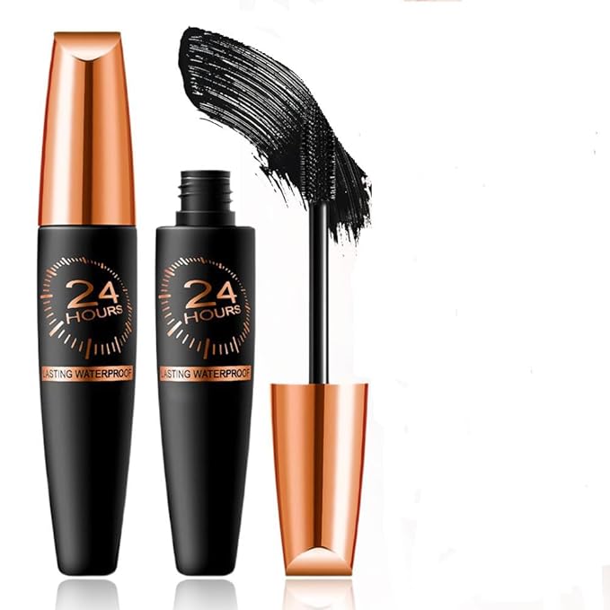 2025 New Waterproof Silk Fibre Thick Lengthening Mascara, Iron Wand Mascara Curling Eyelashes Iron Mascaras with No Flaking, Long-Lasting 4D Curling Silk Fiber Lash Mascaras for Women Eyes Makeup 2PCS