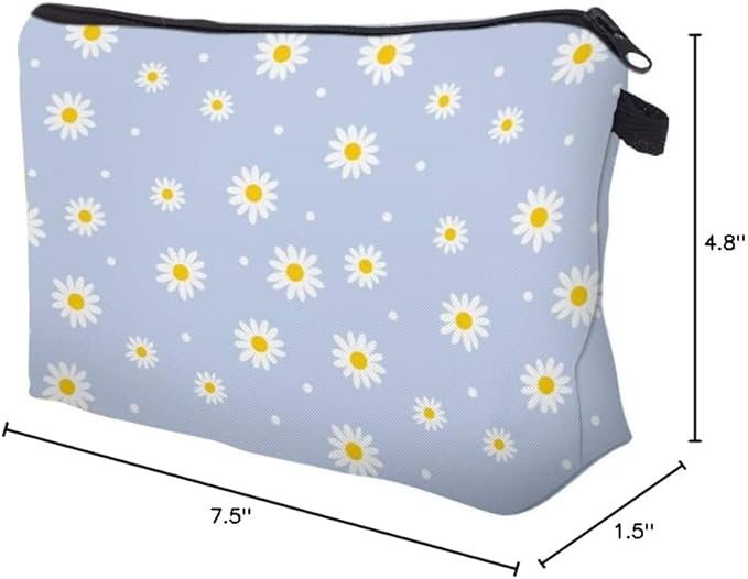 Cute Travel Makeup Bag Cosmetic Bag Small Pouch Gift for Women (Daisy)