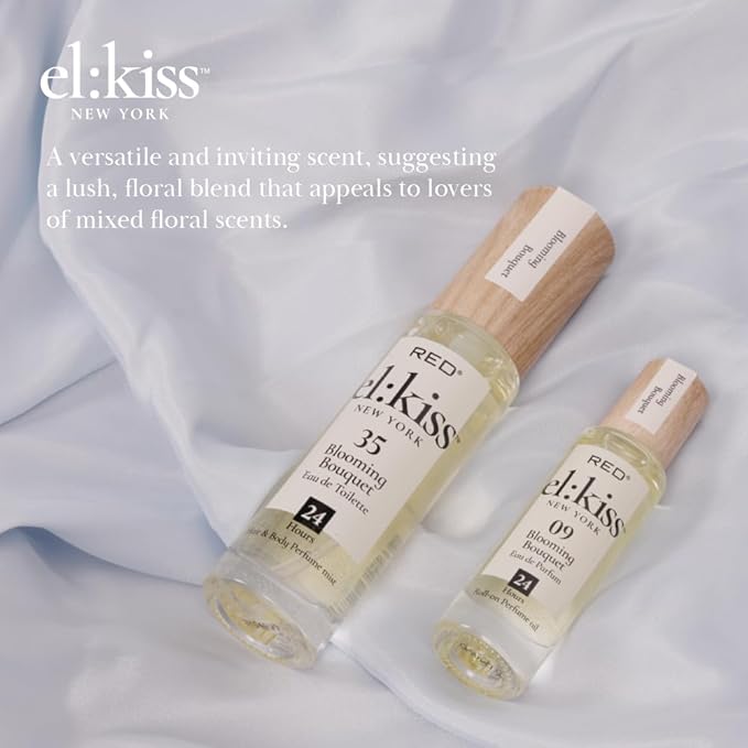 EL:KISS Roll On Perfume, Blooming Bouquet Inspired by Miss D. Eau de Parfum 12mL (.40 Fl Oz), Hydrating & Long-Lasting, Alcohol-Free & Mineral Oil-Free, Infused with Jojoba, Argan & Coconut Oil
