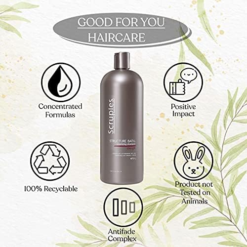 Scruples Structure Bath Volumizing Shampoo - Professional Grade Hair Care - Sulfate Free, Keratin Infused, Moisturizing and Volume Boosting for Fine and Damaged Hair (33.8 oz)