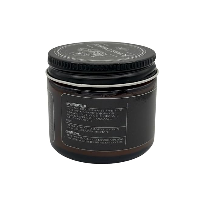Lumberjack - Whipped Tallow Moisturizer - Cedarwood, Black Pepper, Vetiver, Juniper - 100% Natural Grass-Fed Tallow & Organic Jojoba. Chemical-Free. For Dry, Sensitive & Eczema Prone Skin.- 0.7oz