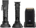 Supreme Trimmer 3-in-1 Barber Bundle | 2Spee Clipper, 2Spee Trimmer & Crunch Foil Shaver | Professional Beard Trimmer Men’s Hair Clipper Kit | (Black)