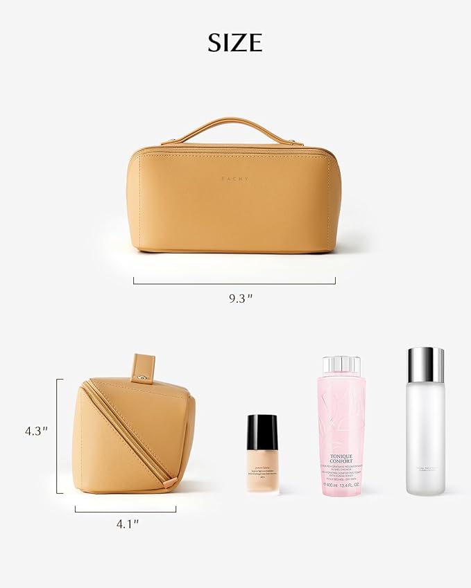 EACHY Travel Makeup Bag,Large Capacity Cosmetic Bags for Women,Waterproof Portable Pouch Open Flat Toiletry Bag Pattern Makeup Bag