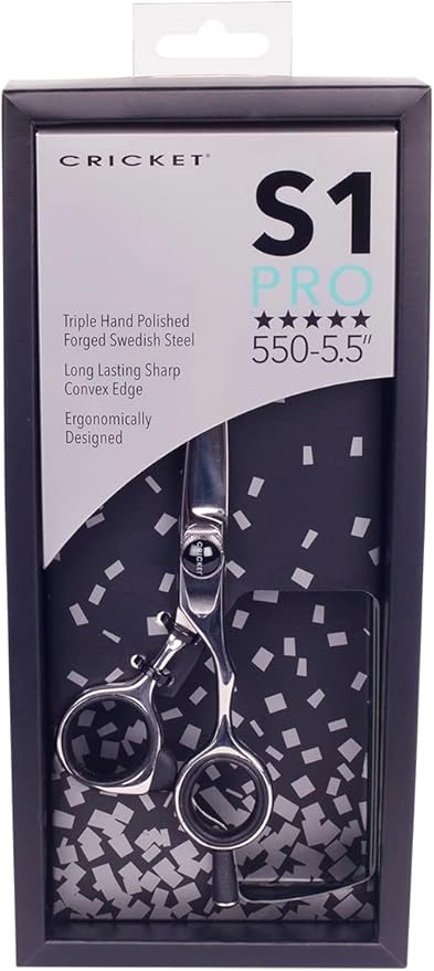 Cricket S1 Pro Series 550 5.5 inch Haircut Shears, Stylist Barber Salon Tools, Hair Cutting Scissors Professional, Convex Edge, Swedish Steel Hair Scissors Professional for Women and Men