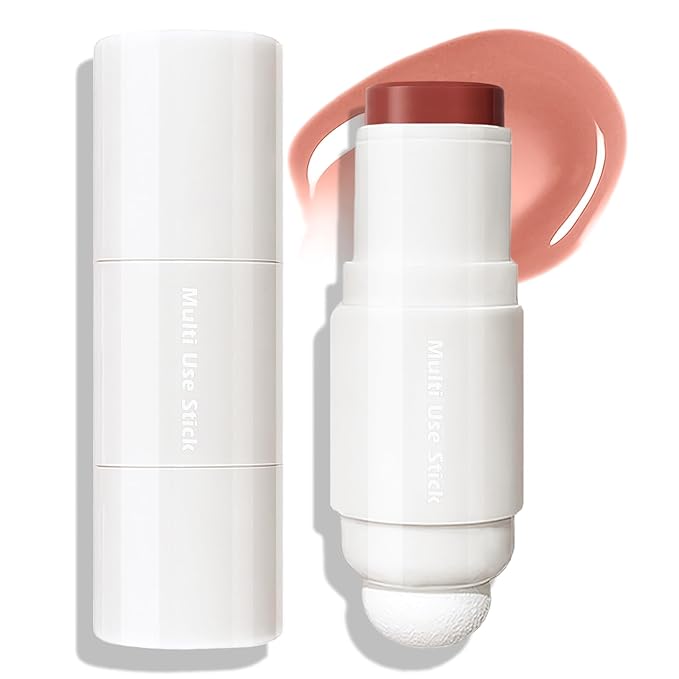 Nude Wheat Blush Stick, Glowing Cream Blush Makeup Multi-Use for Cheeks Lips Body, Hydrating Natural Lightweight Iluminadores De Maquillaje Buildable Watercolor Face Balm Highlighter Stick
