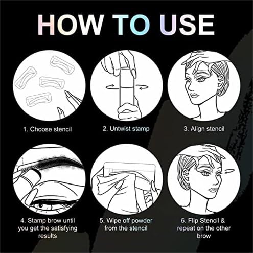 Eyebrow Stamp Stencil Kit - 24PCS Eyebrow Stencils for Perfect Brow, Eyebrow Stamp Long-lasting Waterproof & Smudge-Proof, Eyebrow Kit with Eyebrow Brush for Thin & Thick Brow (Medium Brown)