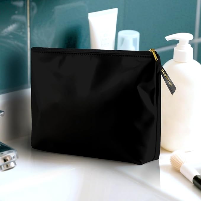 Cute Makeup Bag for Purse Waterproof Cosmetic Bags for Women Funny Smooth Zipper Travel Toiletry Pouch 10X8 Inches-Black Makeup pouch