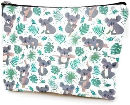Small Makeup Bag for Purse Cute Canvas Waterproof Cosmetic Bags for Women Zipper Travel Toiletry Pouch-Koala Makeup Bags