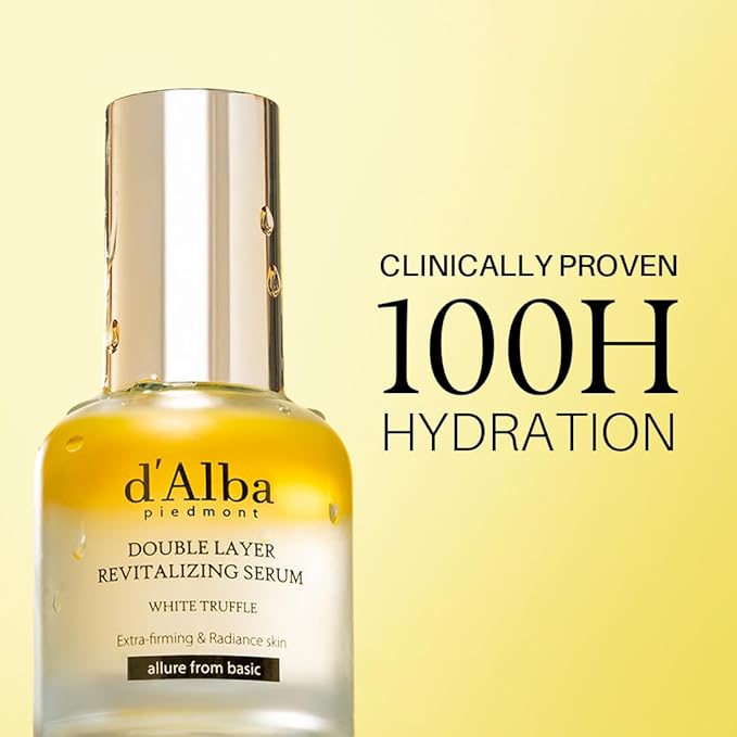 d'alba Piedmont Italian White Truffle Double Layer Revitalizing Serum (1.01 fl.oz), 100hr Hydration, Hyaluronic Acid and Centella Asiatica, Skin Firming and Tightening, Long-lasting Korean Skin Care