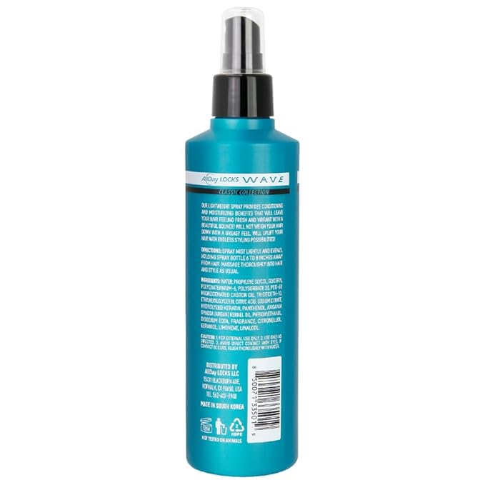 AllDay Locks Classic Wave Hair Mist (7.7 oz) | Moisturizing & Conditioning Finishing Curl-Enhancer Mist | Moisturizing, Soft, Refreshing Feeling | Fresh, Vibrant Bounce | 7.7 oz