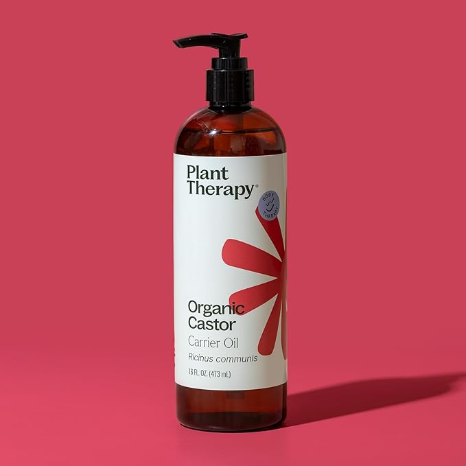 Plant Therapy Castor Oil USDA Organic Cold Pressed 100% Pure Hexane Free 16 oz Conditioning & Healing, For Dry Skin, Hair Growth, Eyelashes