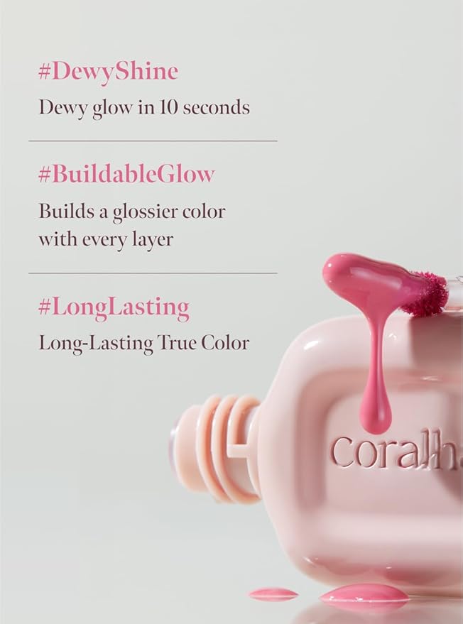 Dew Drop Tint #201 Fairy 4.5g, Glossy, Lightweight Lip Stain, Glass-Like, High Shine, Moisturizing Lip Oil, Long Lasting Color, Hydrating Gloss, Dewy Finish, Korean Beauty Makeup