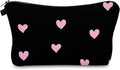 Cute Travel Makeup Bag Cosmetic Bag Small Pouch Gift for Women (Pink Heart)