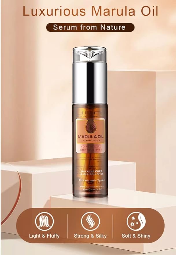 KizaiaCare Marula Oil Diamond Edge | 100% Pure Natural Moisturizer Oil | Facial Serum For Anti-Aging | for Face, Hair & Skin | Cold Pressed Marula Oil | Anti-Aging| Acne Scar Treatment| Gua Sha Massage| Color Safe Treatment with Long Lasting Shine | Ta...