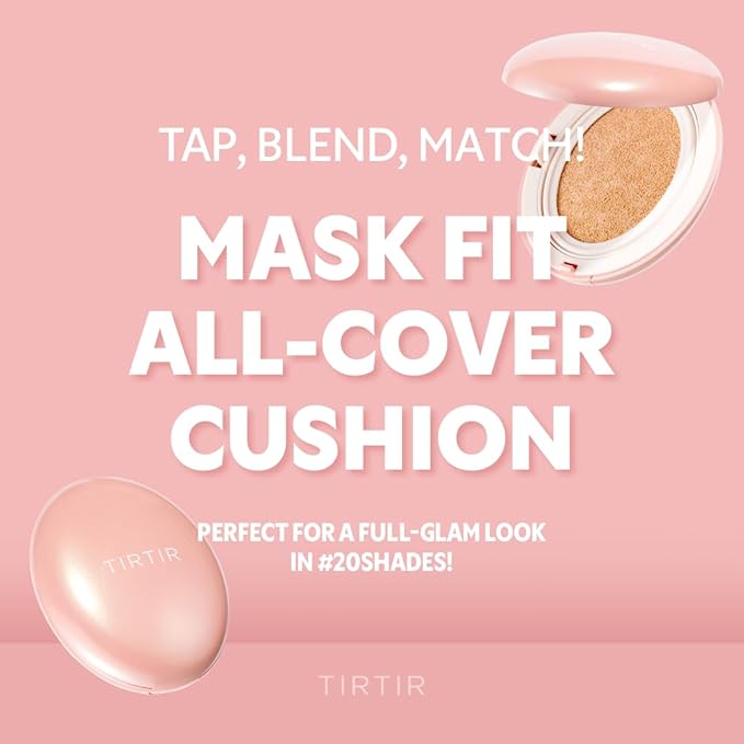 TIRTIR Mask Fit All Cover Pink Cushion Foundation | High coverage, Velvety Matte Finish, Lightweight, Flawless, Corrects Redness, Korean Cushion (#25N Mocha, Full Size, 0.63 Fl Oz)